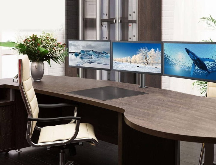 Desktop stand for 3 Monitor 13-24" with Clamp - Techly ICA-LCD 482-T