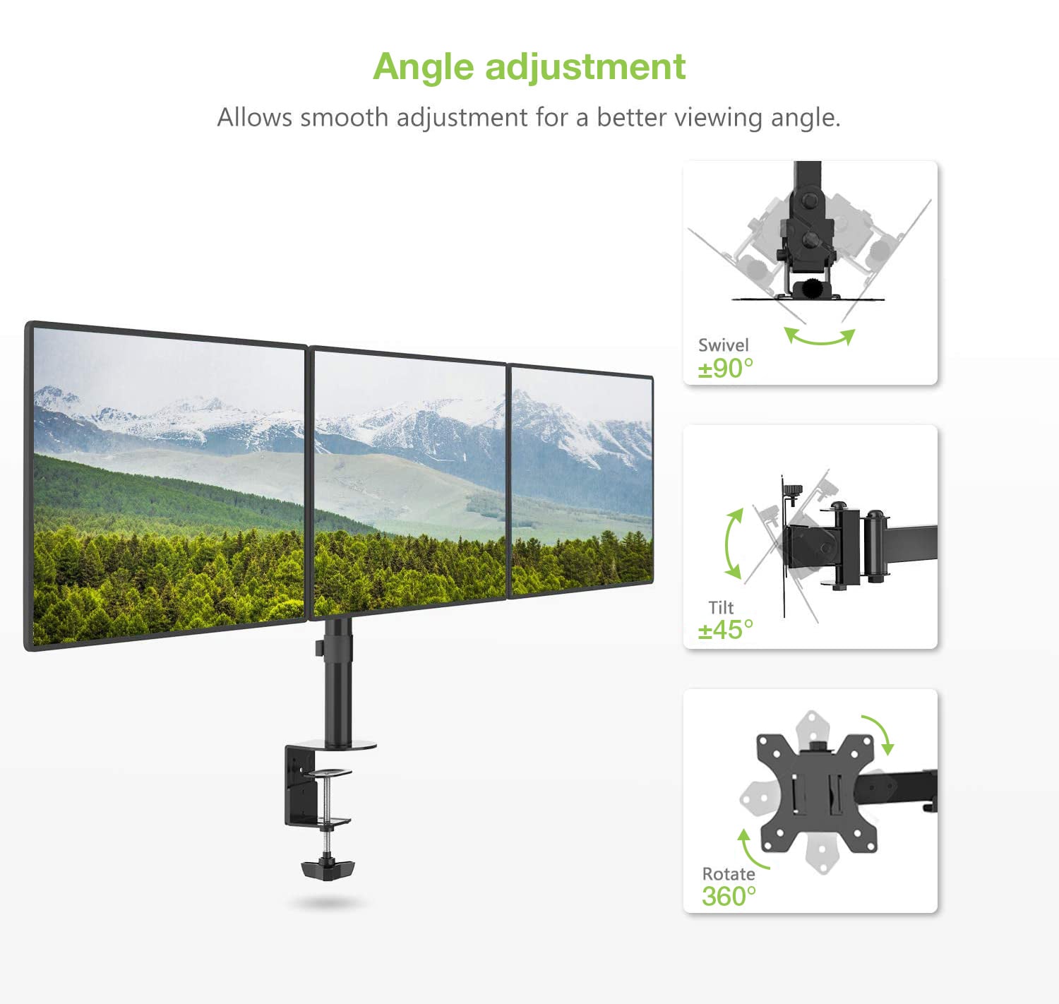 Supporto da scrivania per 3 Monitor 13-24'' con morsetto - Techly ICA-LCD 482-T