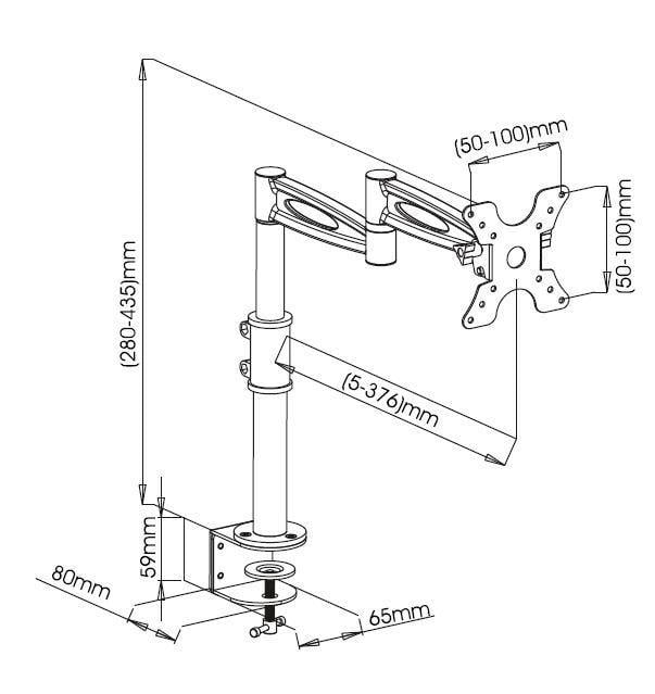 Desktop Monitor Mount 13-27" Long Tilt Arm Black - Techly ICA-LCD 502BK