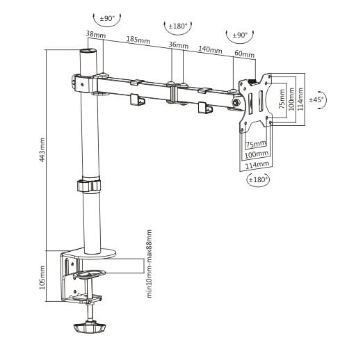 Supporto da Scrivania per Monitor 13-32'' - Techly ICA-LCD 503BK