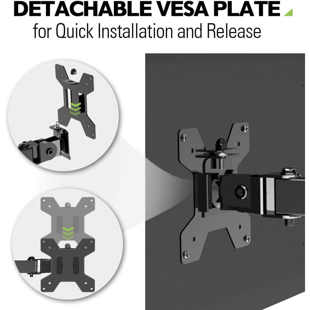 Supporto da Scrivania per Monitor 13-27'' Doppio Snodo di Regolazione - Techly ICA-LCD 503BK2