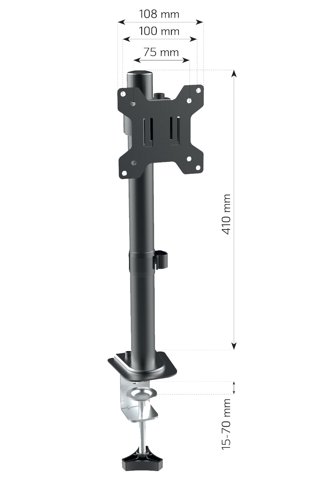 Supporto da Scrivania con Morsetto per Monitor 13-32'' Braccio Corto Inclinabile - Techly ICA-LCD 510BK