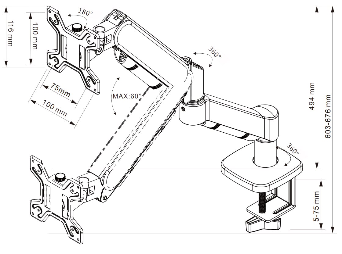 Supporto da Scrivania per Monitor 13-32'' - Techly ICA-LCD 517