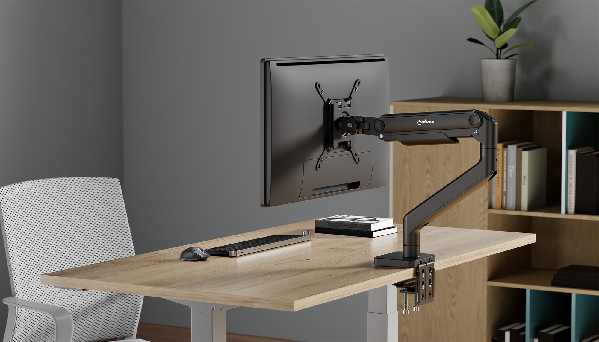 Supporto da Scrivania per Monitor Singolo 17-49'' con Molla Meccanica in Alluminio - Manhattan ICA-LCD 549