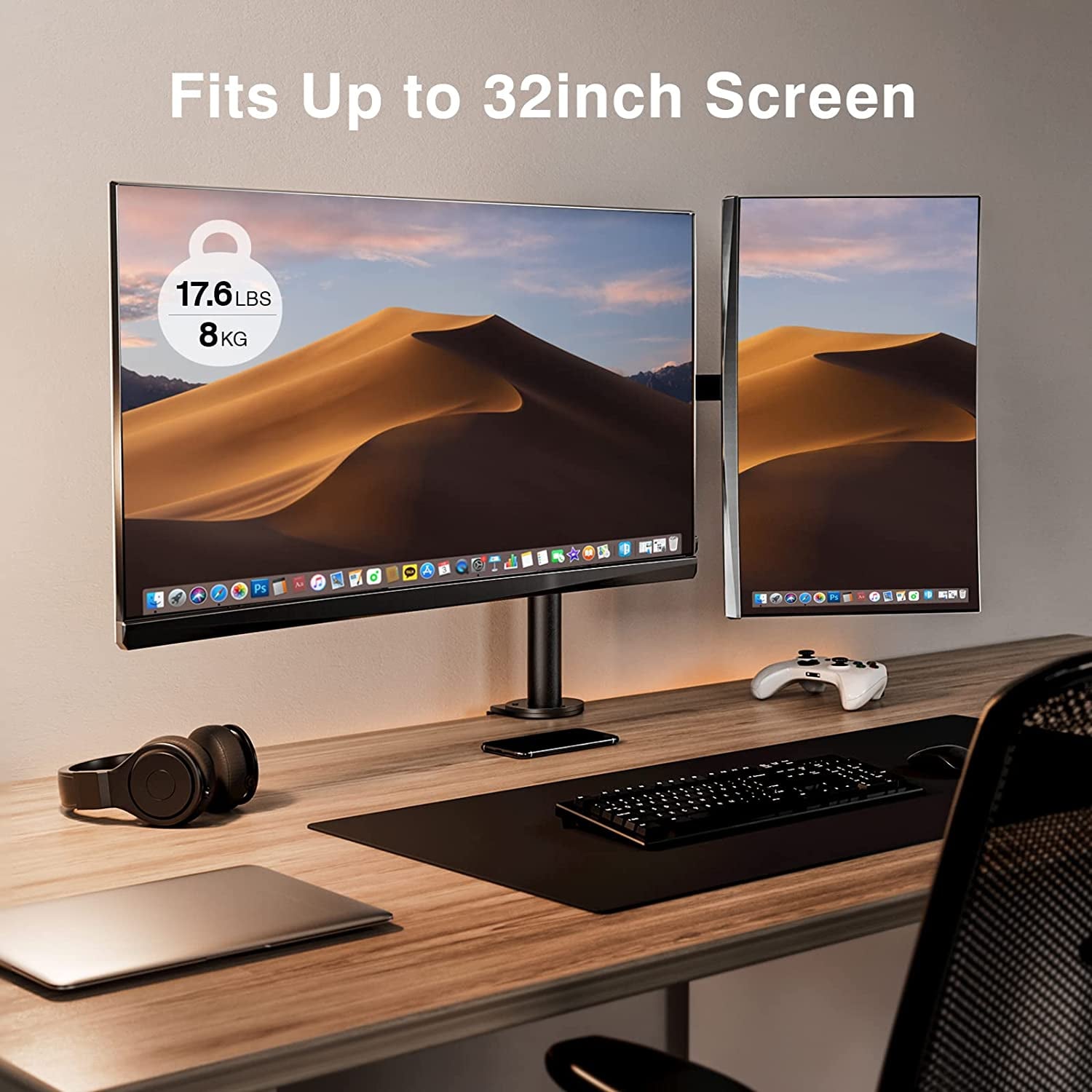 Supporto da Scrivania per 2 Monitor 13-32'' a Morsetto - Techly ICA-LCD 582-D