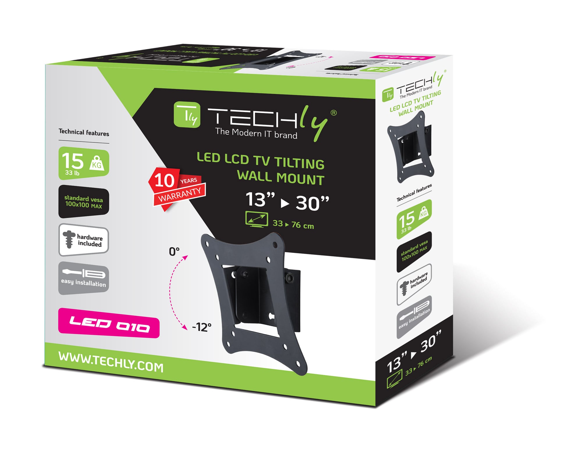 Supporto a Muro Inclinabile per TV 13-30'' nero - Techly ICA-LCD 900