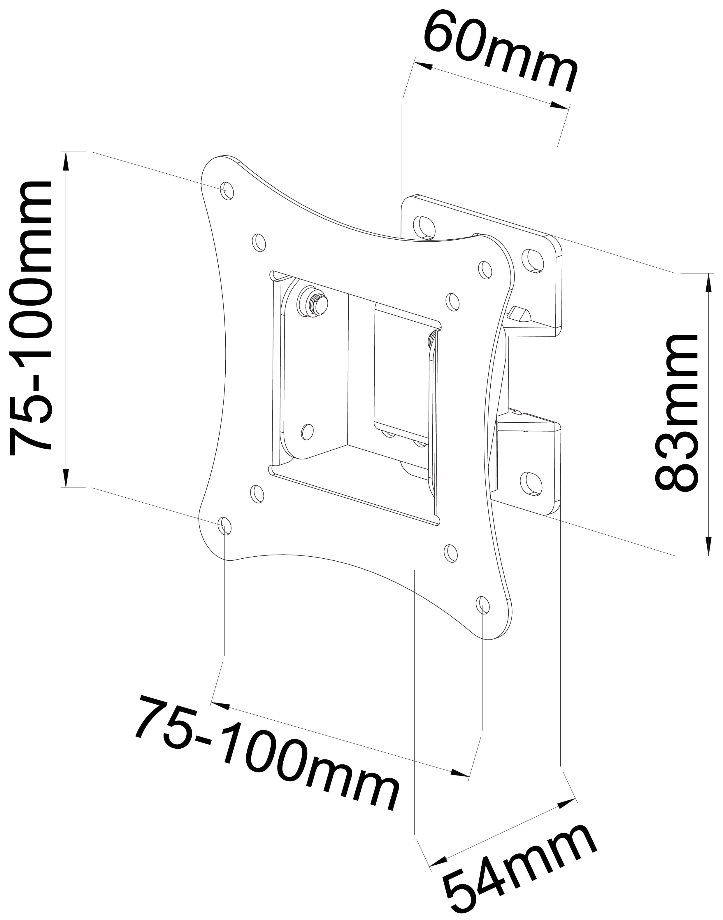 Supporto a Muro 1 Snodo Inclinabile per TV 13-30'' nero - Techly ICA-LCD 901