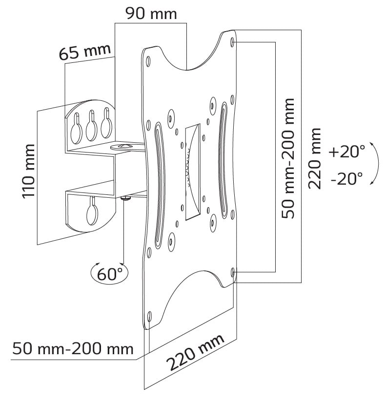 Supporto a Muro Inclinabile per TV 17-42'' Nero - Techly ICA-LCD 902