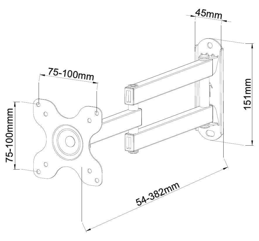 Supporto a Muro per TV LED LCD 13-30'' Full-Motion Nero - Techly ICA-LCD 923B