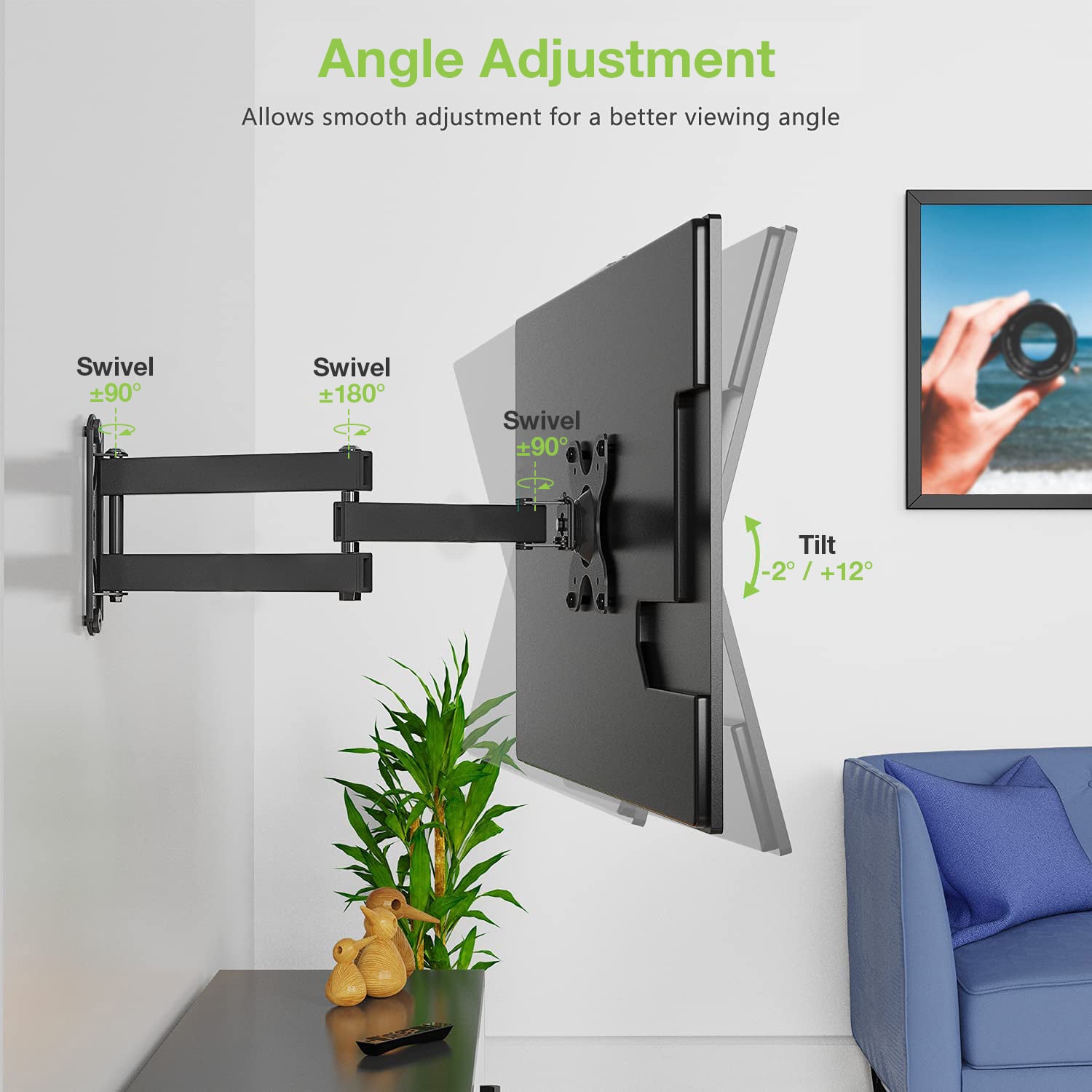 Supporto a Muro per TV LED LCD 13-30'' Full-Motion Nero - Techly ICA-LCD 923B