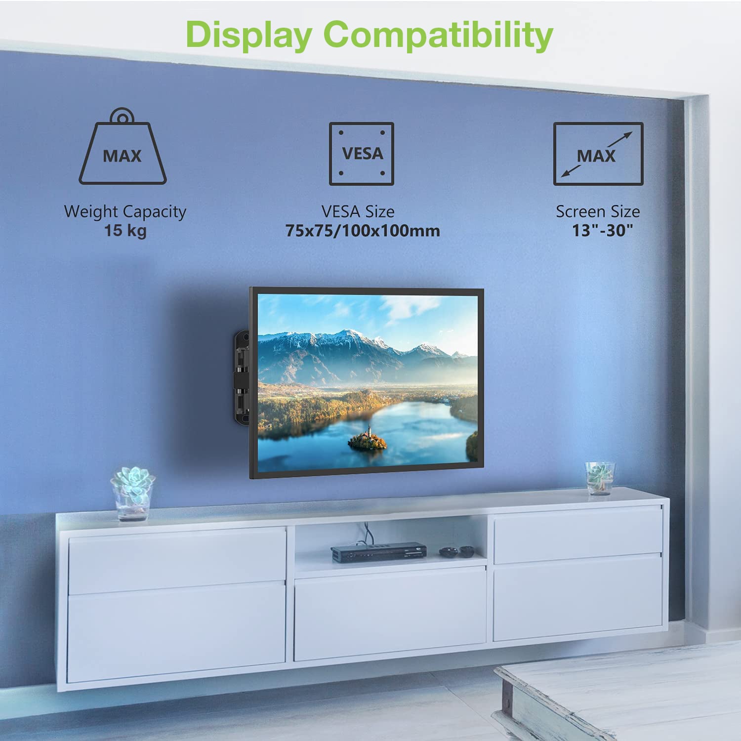 Supporto a Muro per TV LED LCD 13-30'' Full-Motion Nero - Techly ICA-LCD 923B