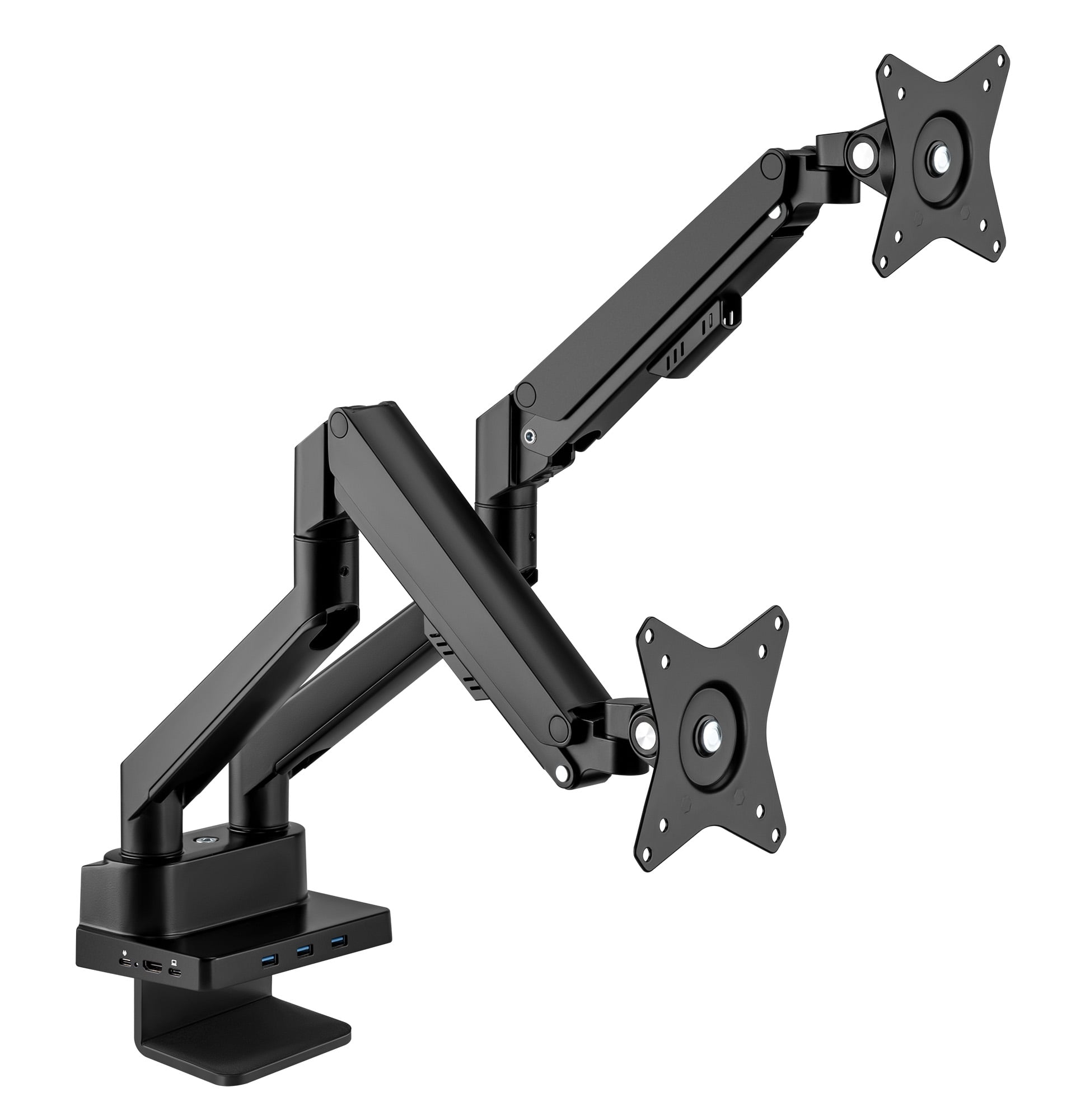 Supporto da Scrivania Doppio Monitor 17-32'' con Molla a Gas e Docking Station 8-in-1 - Manhattan ICA-LCD DUAL-DOCKMH