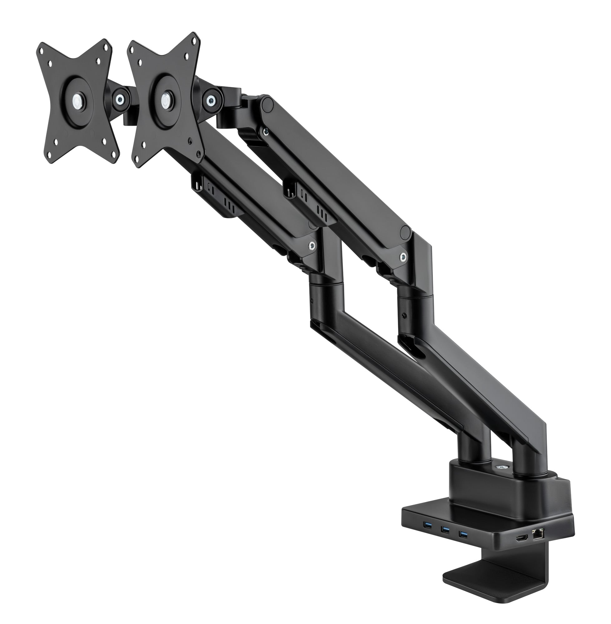 Supporto da Scrivania Doppio Monitor 17-32'' con Molla a Gas e Docking Station 8-in-1 - Manhattan ICA-LCD DUAL-DOCKMH