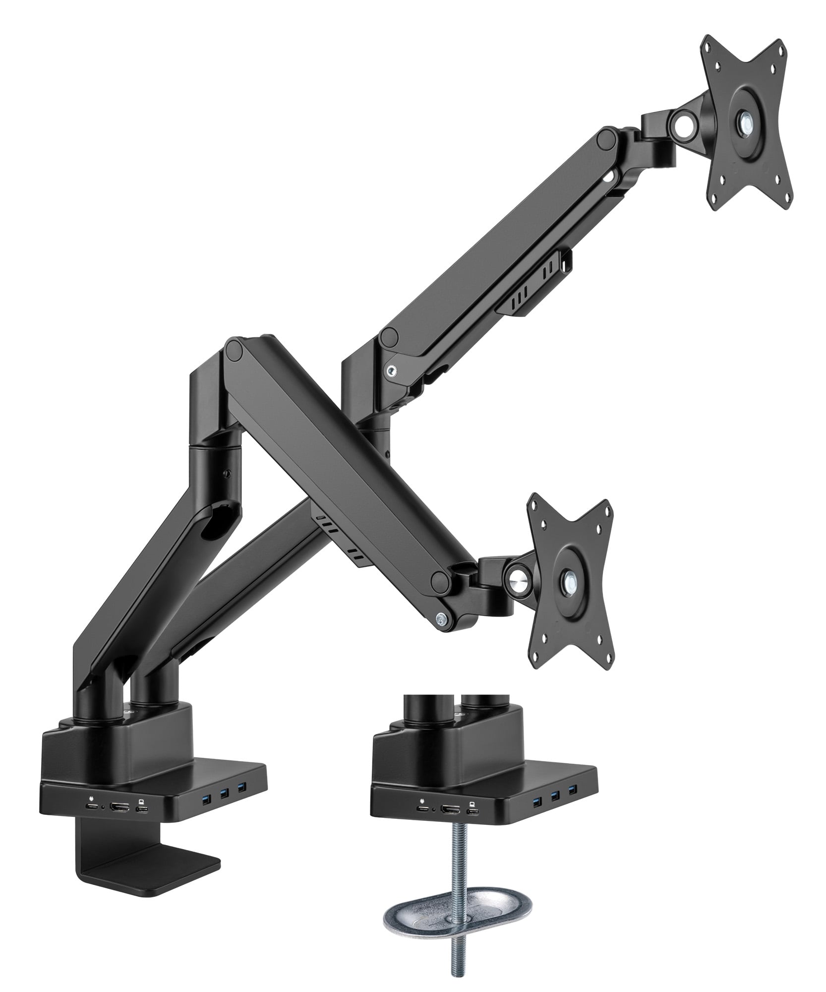 Supporto da Scrivania Doppio Monitor 17-32'' con Molla a Gas e Docking Station 8-in-1 - Manhattan ICA-LCD DUAL-DOCKMH
