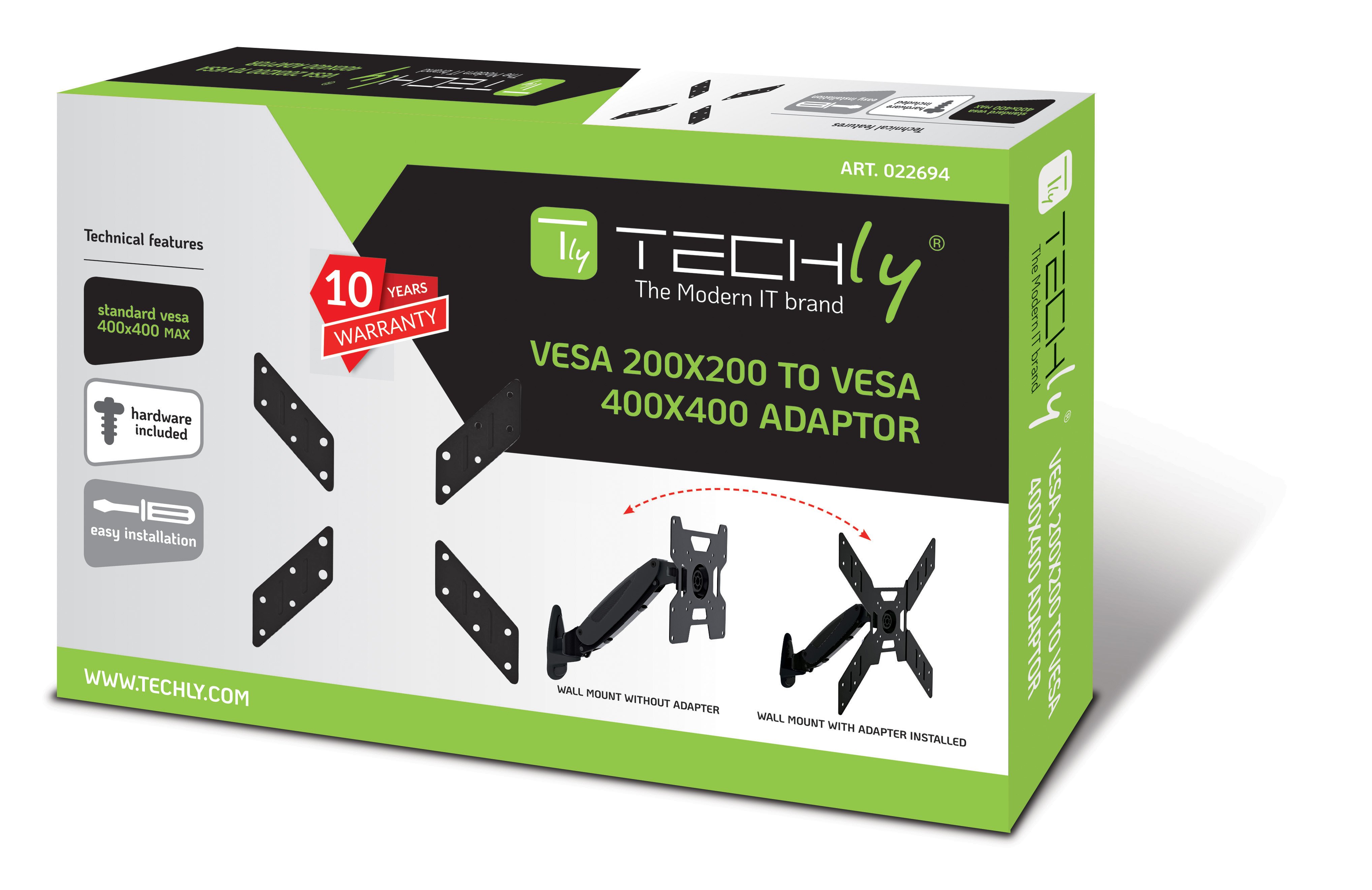 Adattatore per Supporto VESA da 200x200 a 400x400 Nero - Techly ICA-LCD G11A