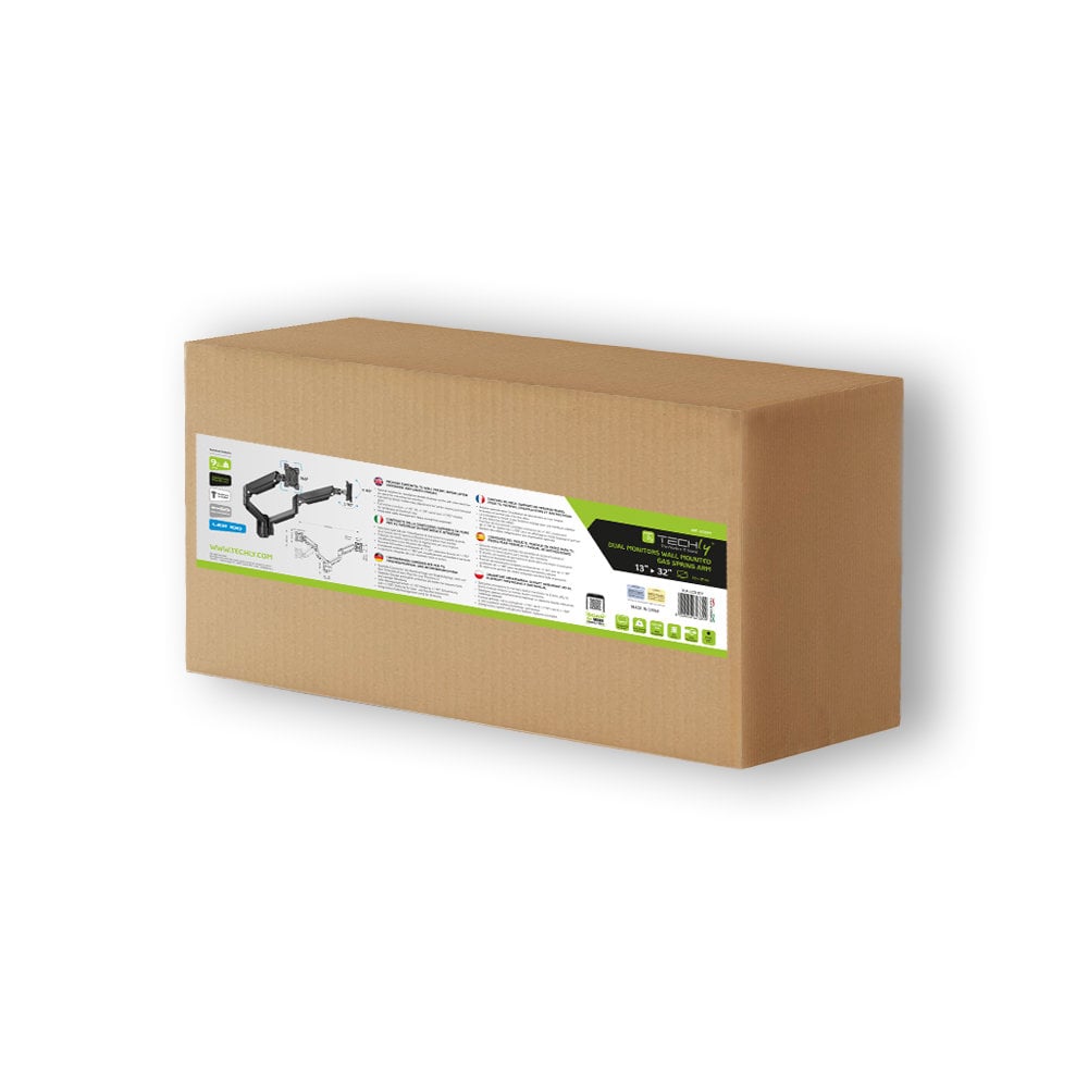 Staffa a Muro con Molla a Gas per due Monitor 13-32'' - Techly ICA-LCD G17