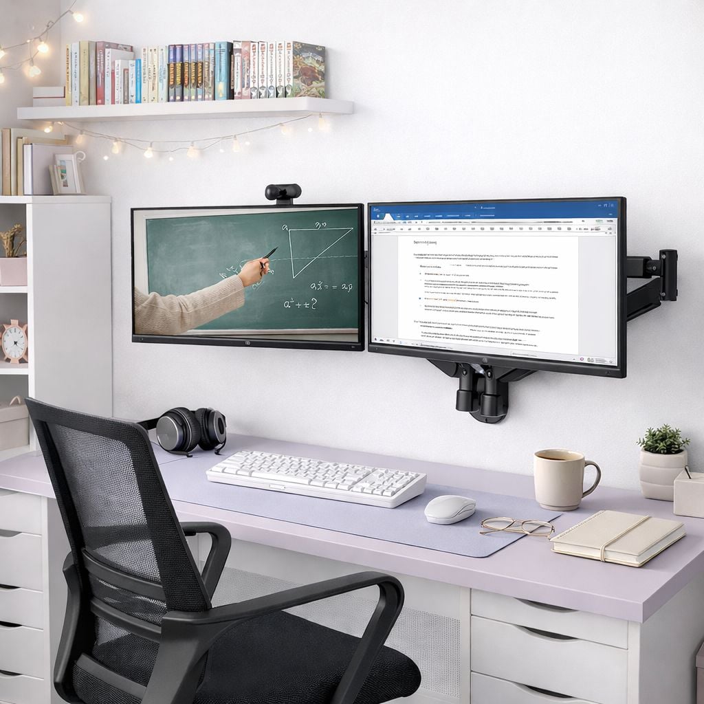 Staffa a Muro con Molla a Gas per due Monitor 13-32'' - Techly ICA-LCD G17