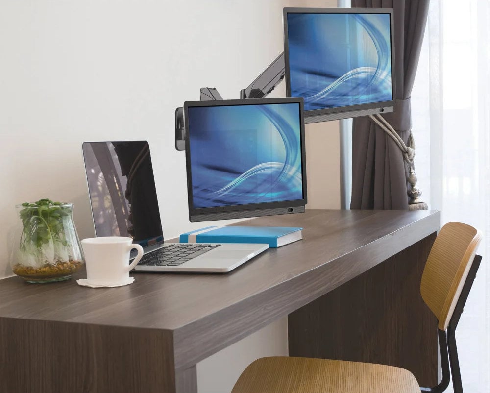 Staffa a Muro con Molla a Gas per due Monitor 13-32'' - Techly ICA-LCD G17