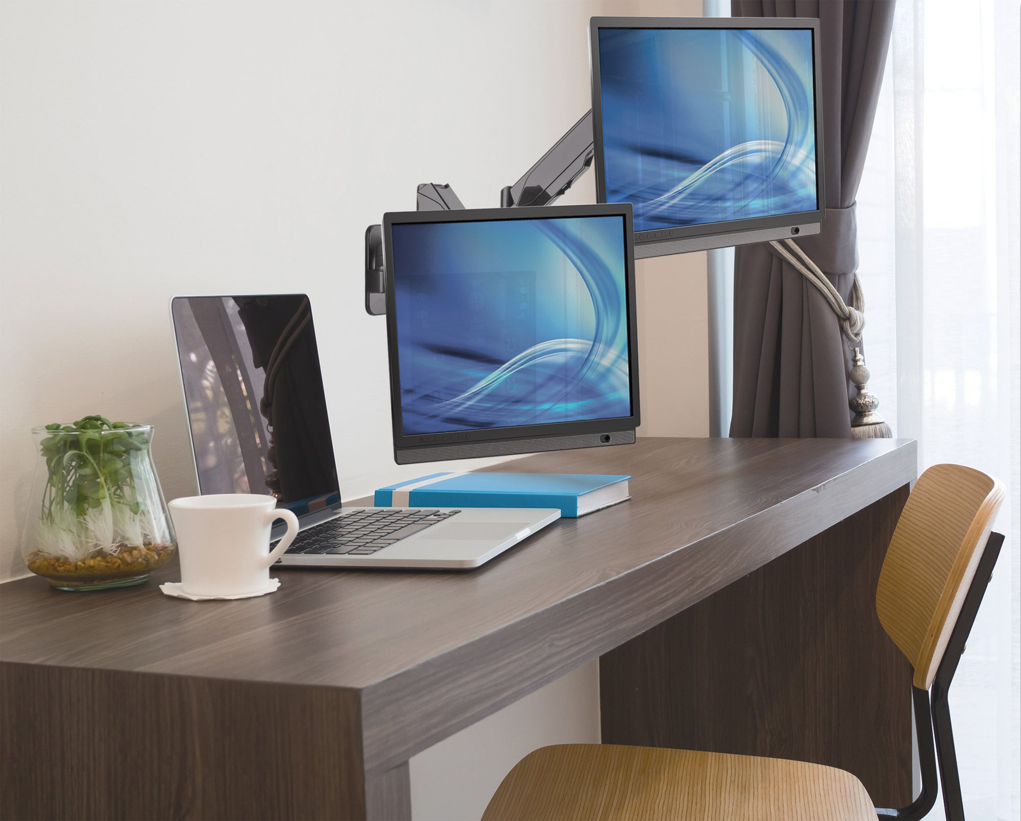 Staffa a Muro con Molla a Gas per due Monitor 17-32'' - Manhattan ICA-LCD G27MH