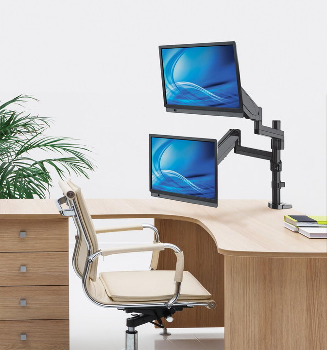 Supporto da Scrivania Doppio Monitor 17-32" con Molla a Gas Nero - Manhattan ICA-LCD G97MH