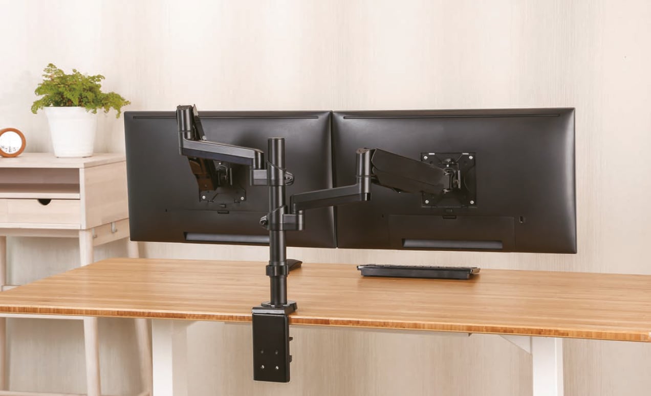 17 - 32 " Double Monitor Desk Support with Black Gas Spring - Manhattan ICA-LCD G 97 MH