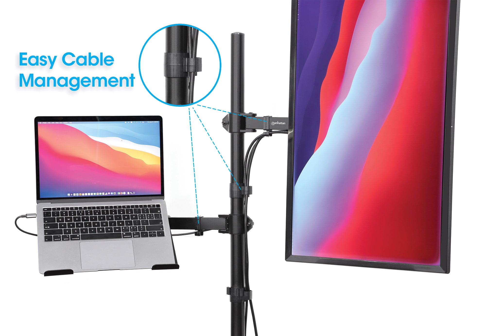 Supporto da Scrivania Braccio per Monitor 13-32'' e Mensola per Laptop - Manhattan ICA-LCD NTB136