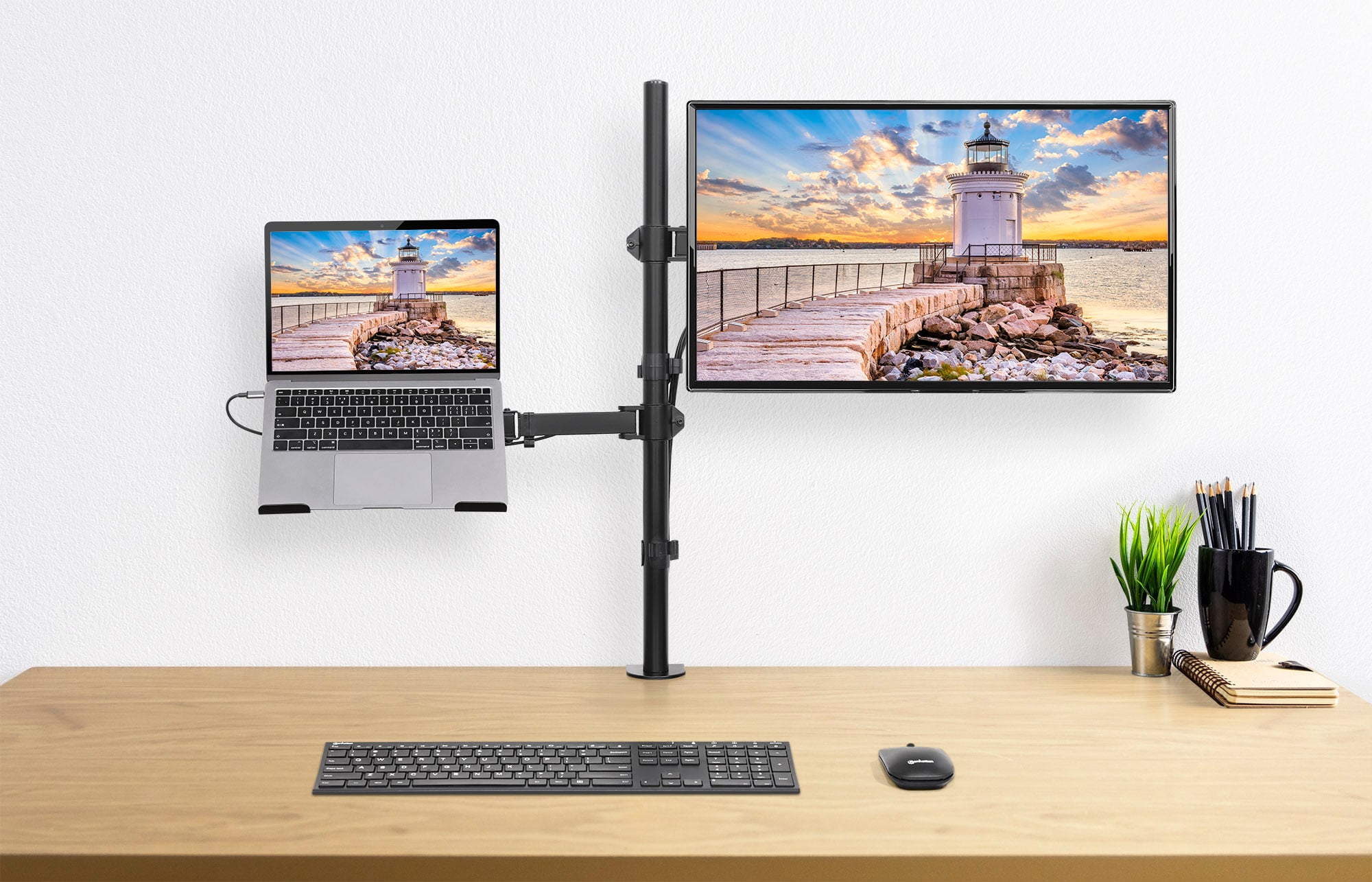 Supporto da Scrivania Braccio per Monitor 13-32'' e Mensola per Laptop - Manhattan ICA-LCD NTB136