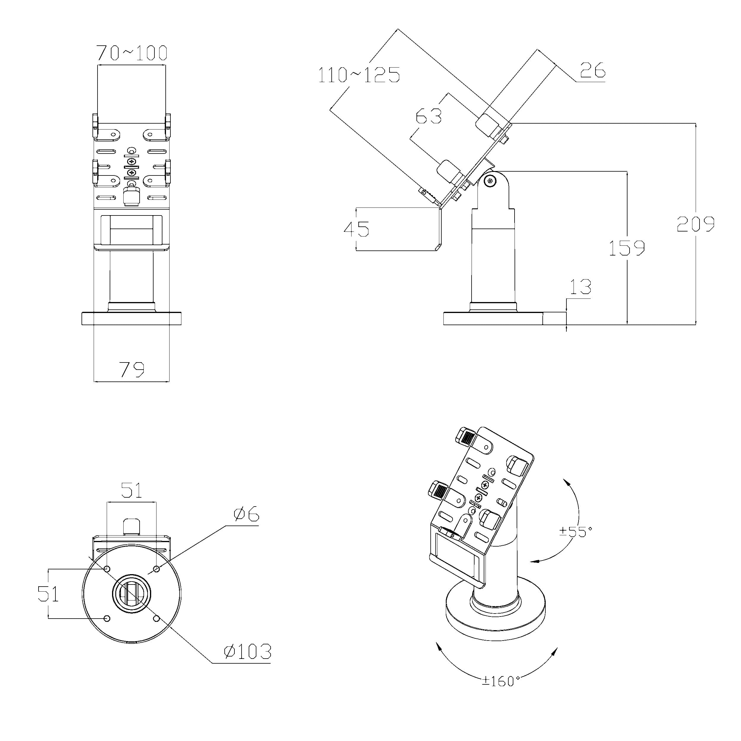 Swivel and tilt support for POS terminal - Techly ICA-LCD POS 1