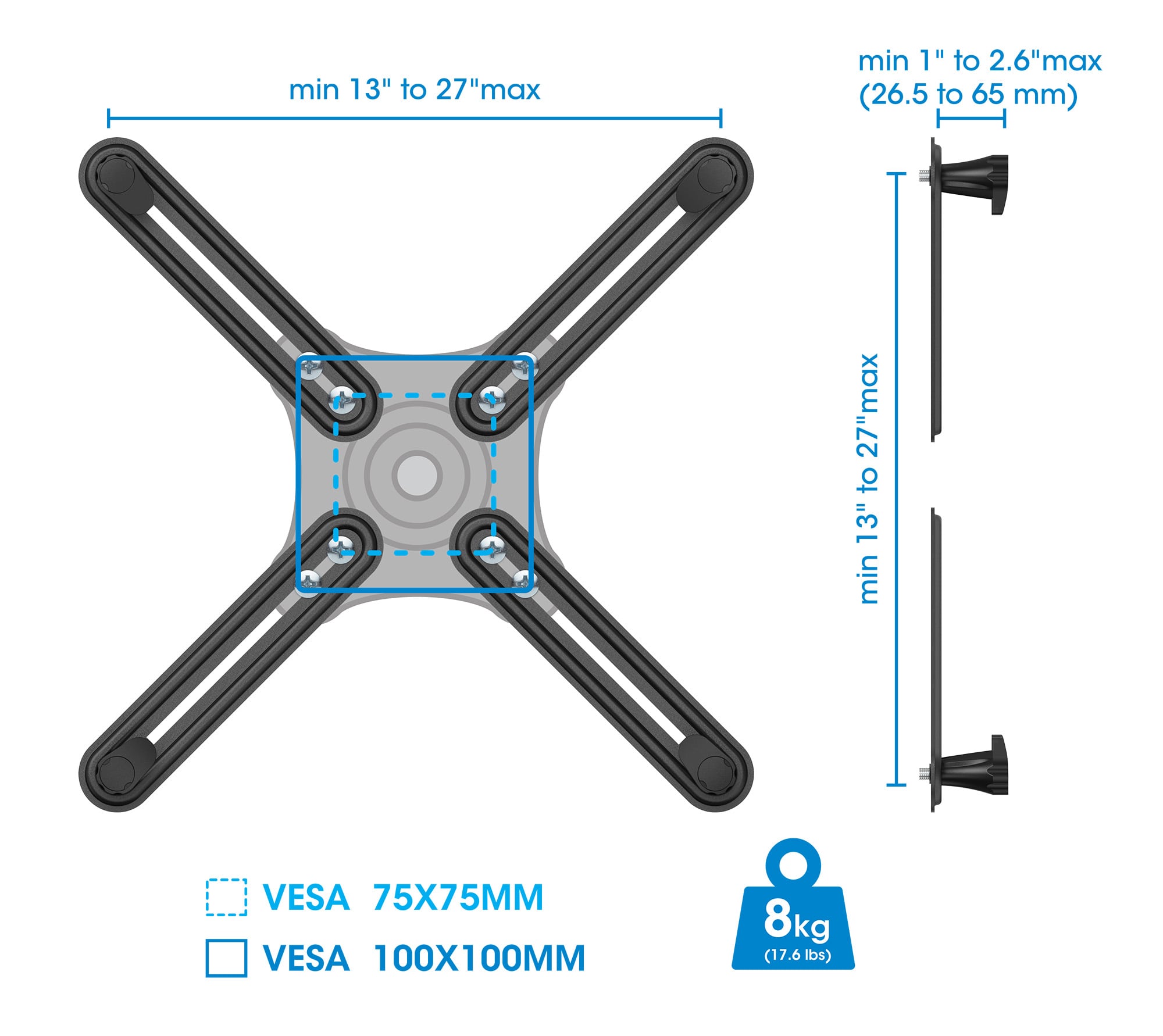 Kit Adattatore di Montaggio Non VESA per Monitor 13-27'' - Manhattan ICA-LCD VESA-M100MH