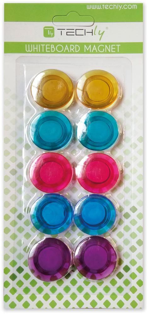 Calamite per Lavagna Magnetica Magneti Trasparenti Colorati 10 pz - Techly ICA-MAG 30MIX