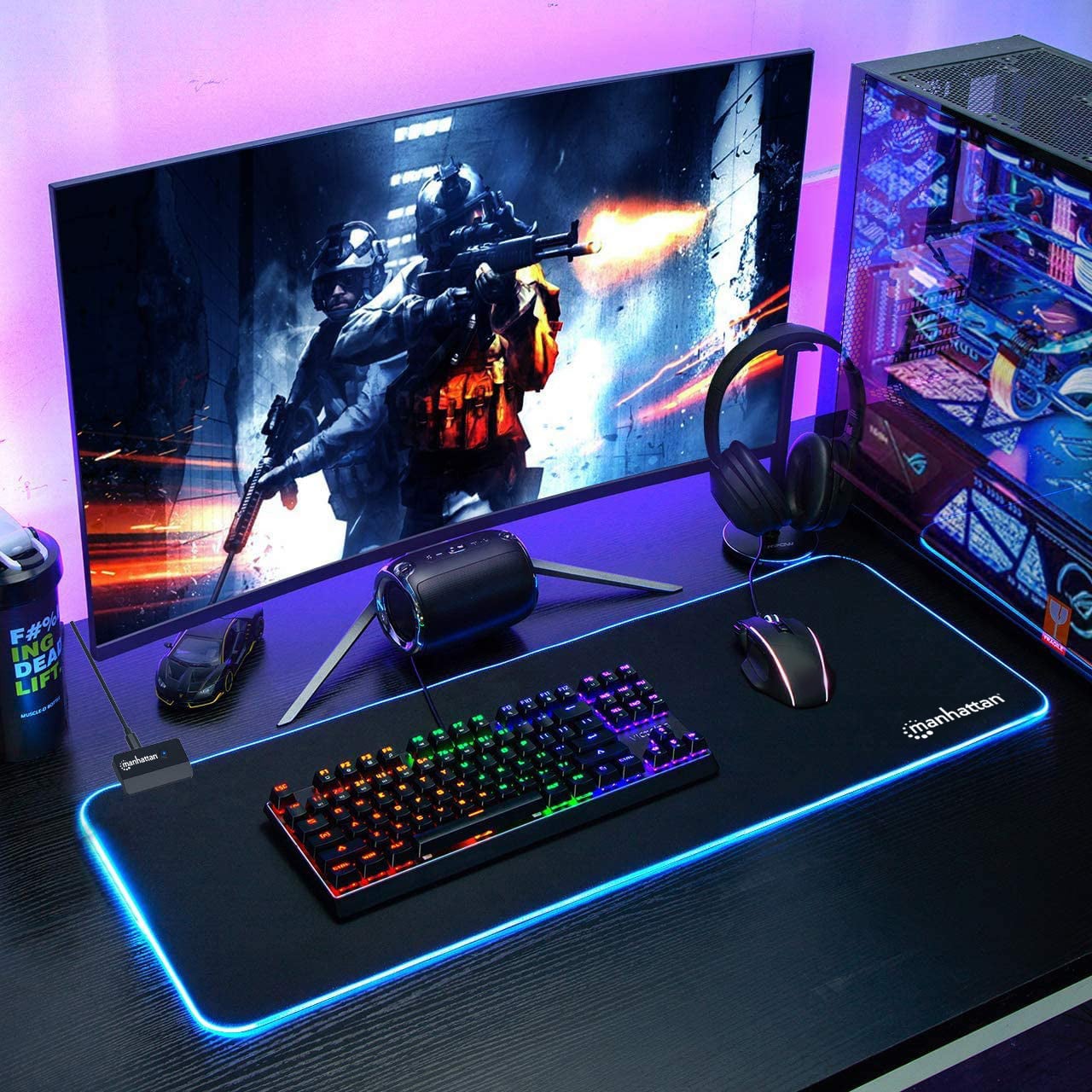 Tappetino Mouse Gaming XXL Illuminazione LED Effetti Luce RGB - Manhattan ICA-MP GAMEXL-RGB