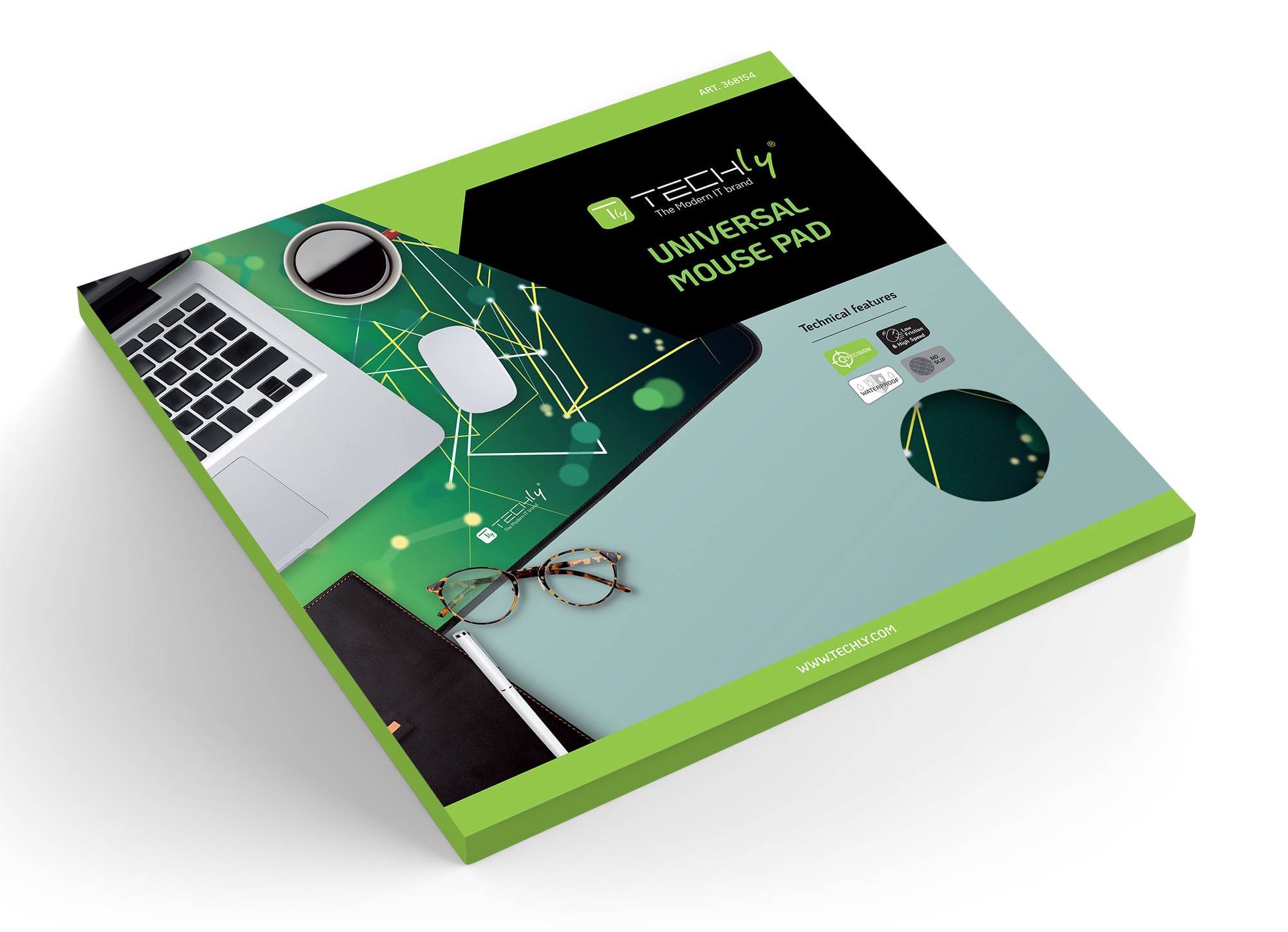 Tappetino Gaming Antiscivolo XL 450 x 400 mm Verde - Techly ICA-MP GLASS1
