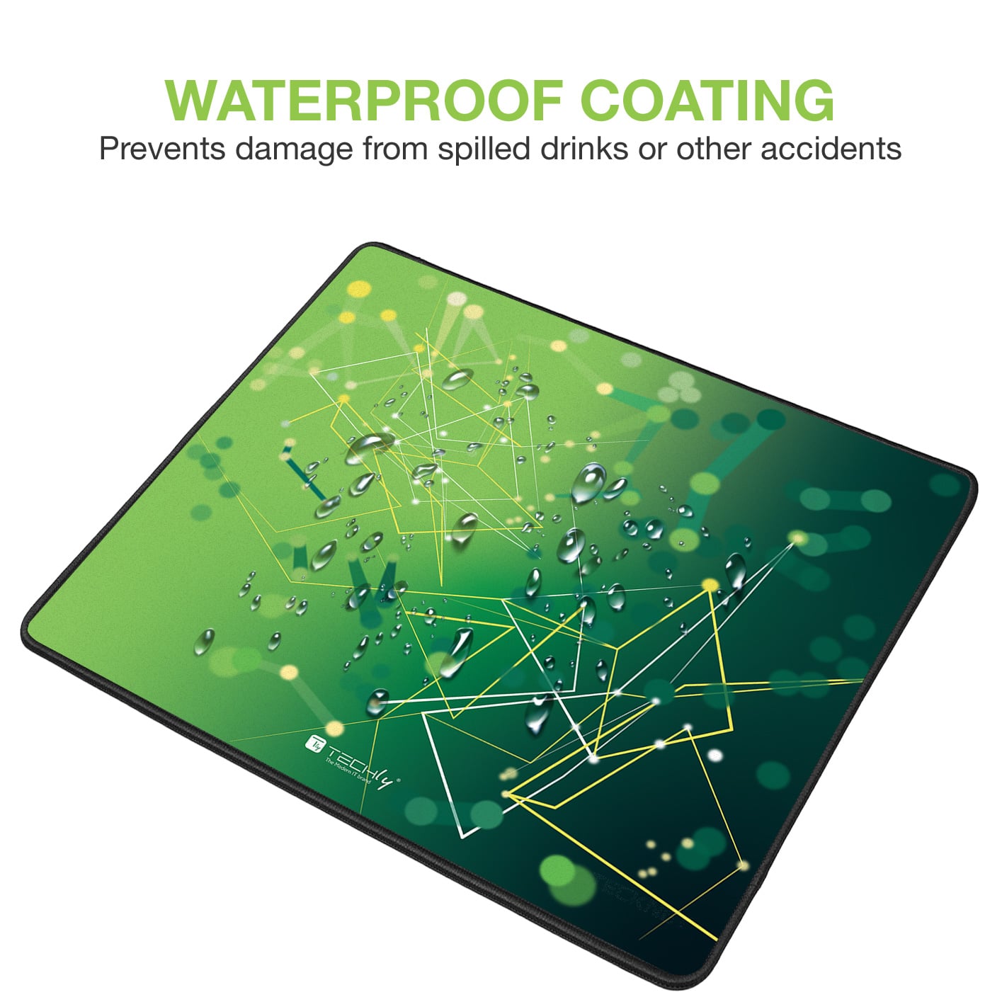 Tappetino Gaming Antiscivolo XL 450 x 400 mm Verde - Techly ICA-MP GLASS1