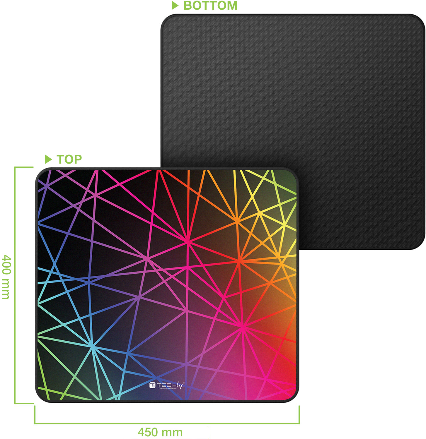 Tappetino Gaming Antiscivolo XL 450 x 400 mm Multicolor - Techly ICA-MP GLASS2