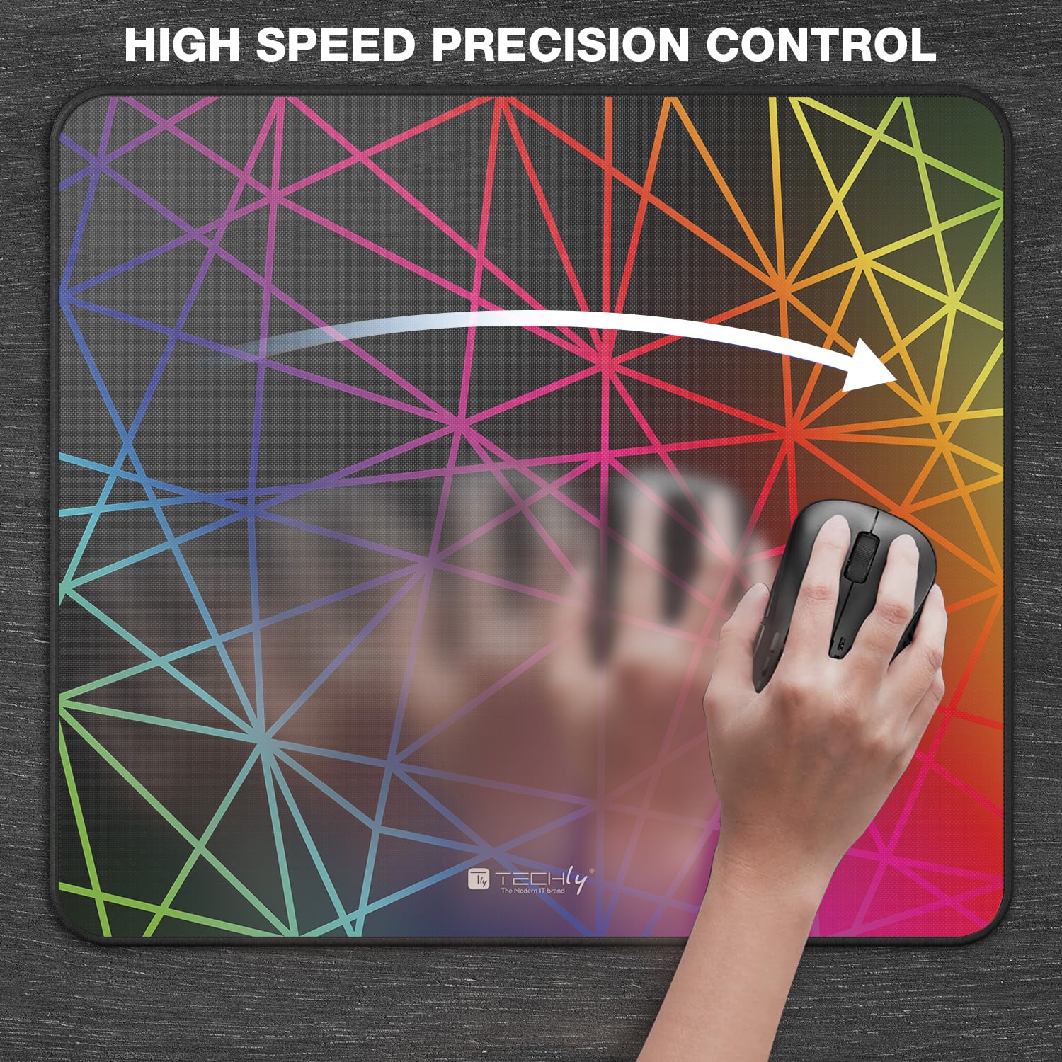 Tappetino Gaming Antiscivolo XL 450 x 400 mm Multicolor - Techly ICA-MP GLASS2