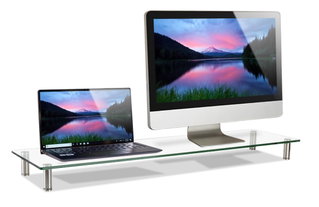 Stand Transparent Glass Desk Support for Monitors and Laptops - Logilink ICA-MS 060