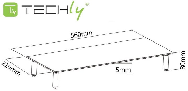 Ripiano universale in vetro trasparente per monitor laptop notebook - Techly ICA-MS 461