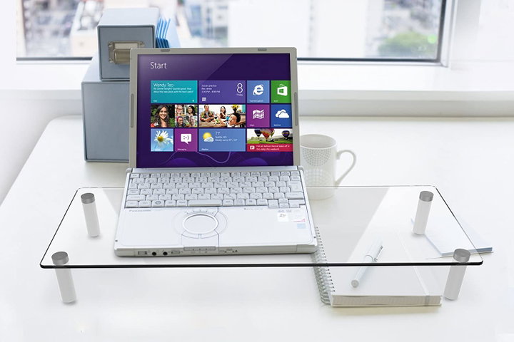 Ripiano universale in vetro trasparente per monitor laptop notebook - Techly ICA-MS 461