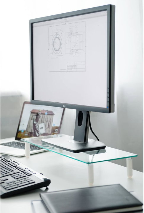 Ripiano universale in vetro trasparente per monitor laptop notebook - Techly ICA-MS 461
