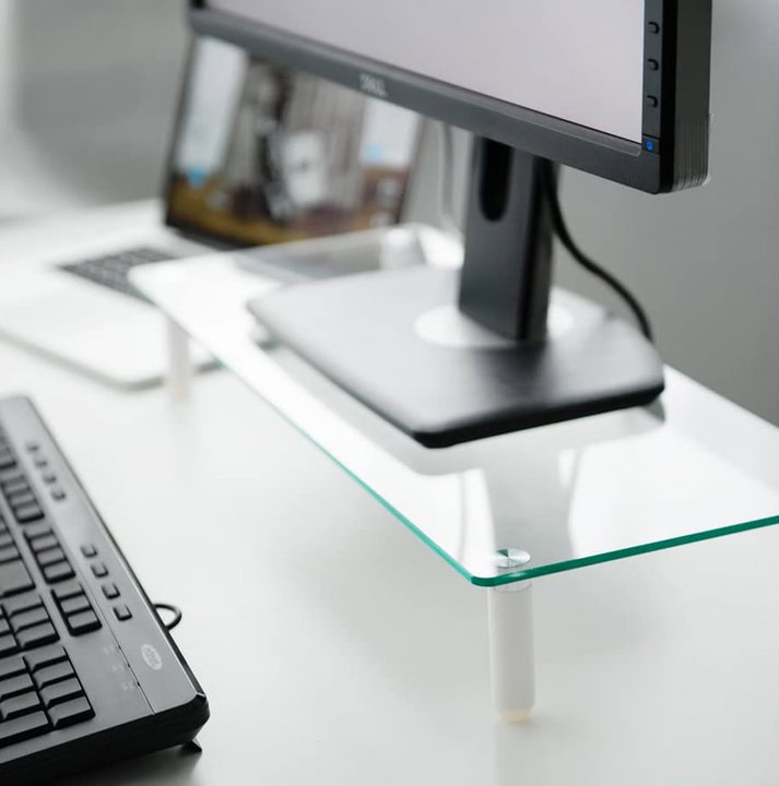 Ripiano universale in vetro trasparente per monitor laptop notebook - Techly ICA-MS 461