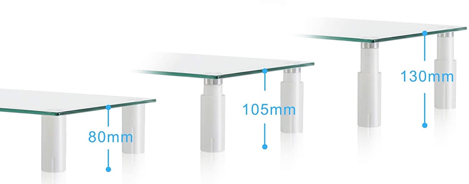 Desk Stand Adjustable in Transparent Glass for Monitor - Techly ICA-MS 461 E