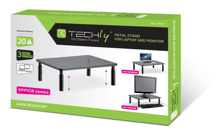 Supporto da Scrivania Ergonomico Regolabile in Altezza Metallo Nero - Techly ICA-MS 481