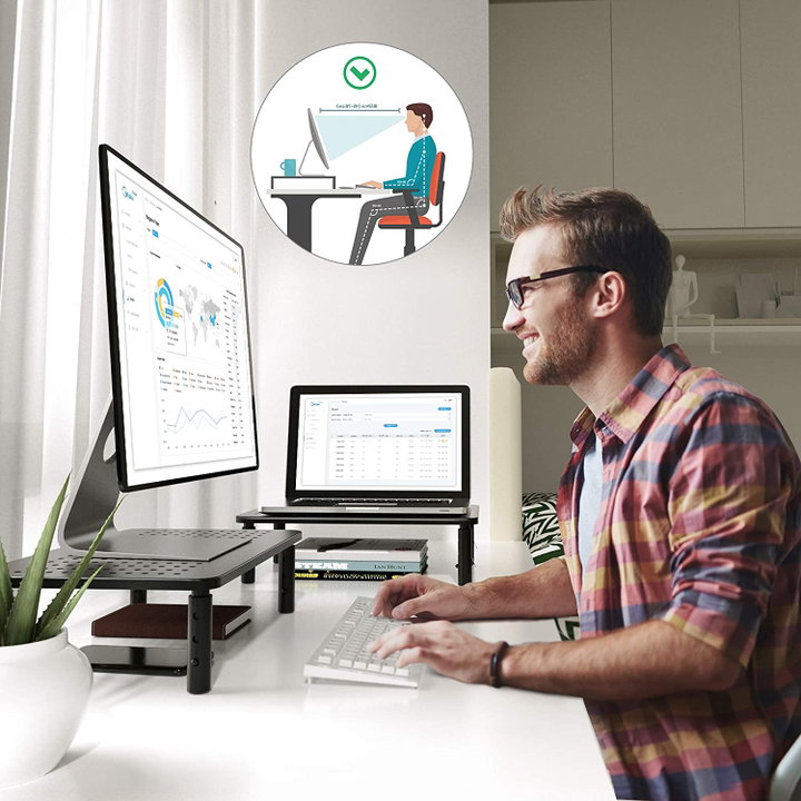 Supporto da Scrivania Ergonomico Regolabile in Altezza Metallo Nero - Techly ICA-MS 481
