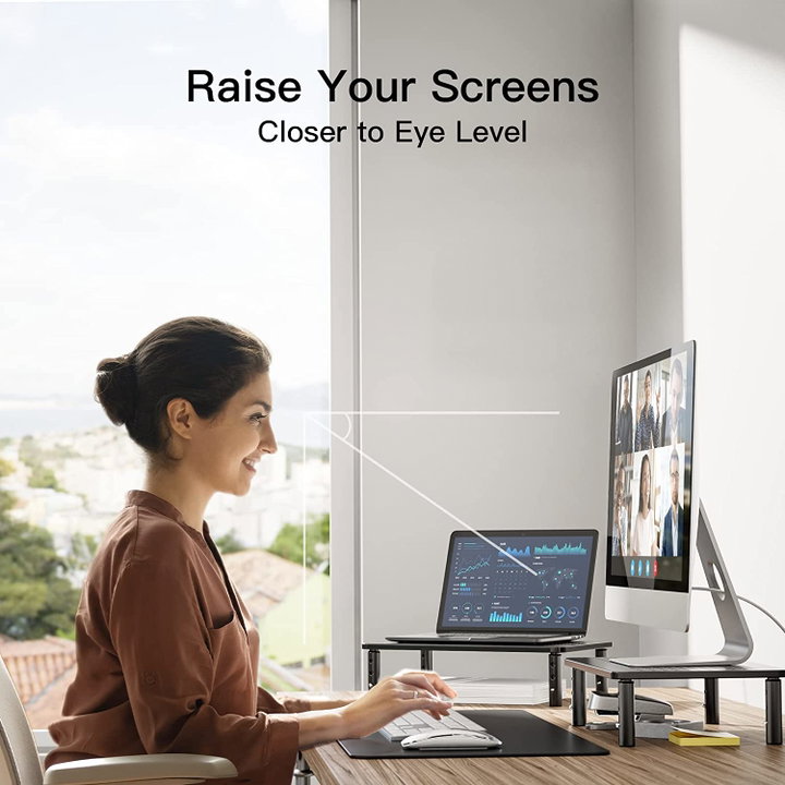 Supporto da Scrivania Ergonomico Regolabile in Altezza Metallo Nero - Techly ICA-MS 481