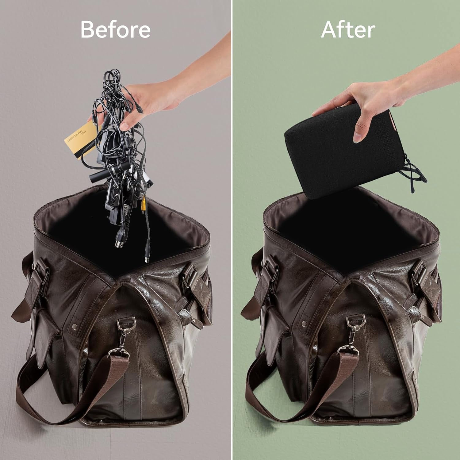 Borsa Organizer Compatta per Accessori Ufficio Fotografia Viaggi, Nero - Techly ICA-NB PUNCH18BK