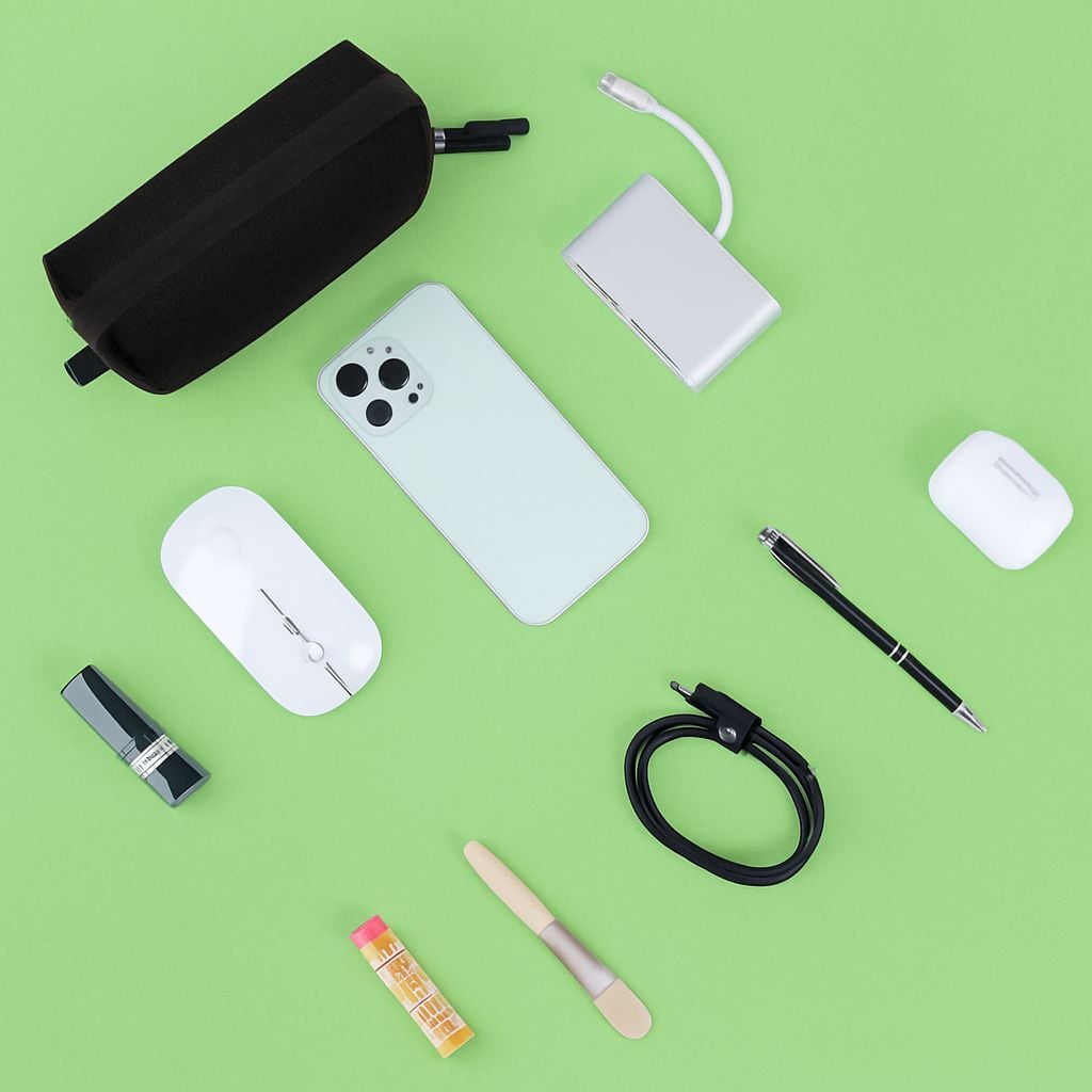 Borsa Organizer Compatta per Accessori Ufficio Fotografia Viaggi, Nero - Techly ICA-NB PUNCH18BK