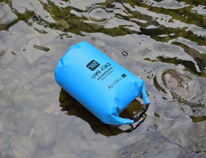 Sacca Impermeabile 20L Dry Bag Tracolla Regolabile Azzurro - Techly ICA-NB5 WP1020B