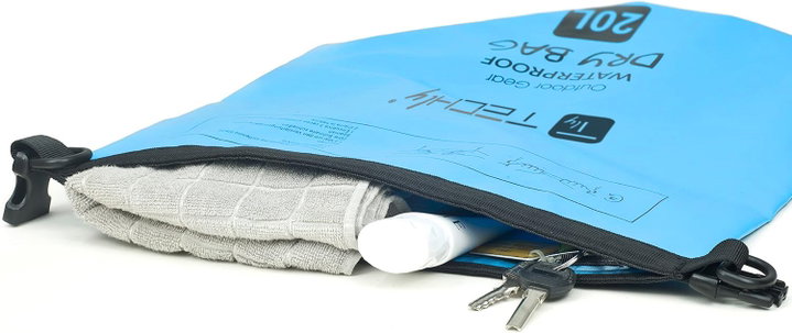 Sacca Impermeabile 20L Dry Bag Tracolla Regolabile Azzurro - Techly ICA-NB5 WP1020B