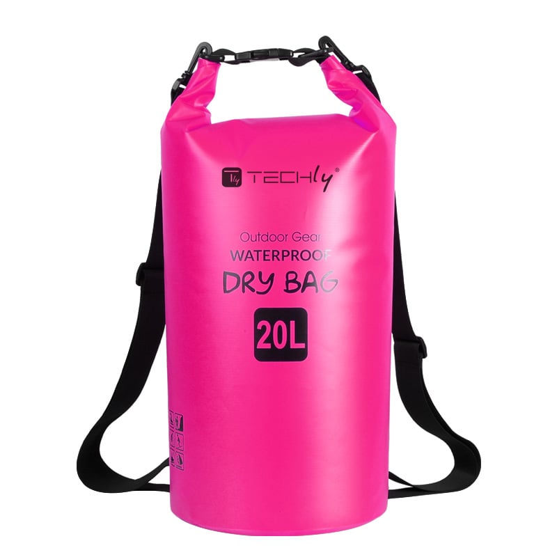 Waterproof bag 20 L Dry Bag with Fuchsia Adjustable Shoulder Bag - Techly ICA-NB 5 WP 1020 P