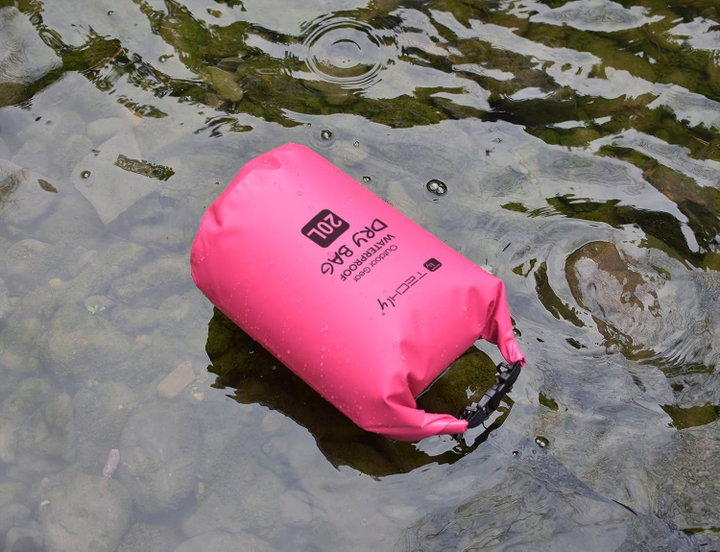 Sacca Impermeabile 20L Dry Bag Tracolla Regolabile Fucsia - Techly ICA-NB5 WP1020P